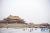 当日，北京降雪，大批游人来到故宫游览赏雪。 新华社发（王琎 摄）