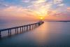 青岛市，航拍胶州湾跨海大桥日落风景。图片来源：视觉中国