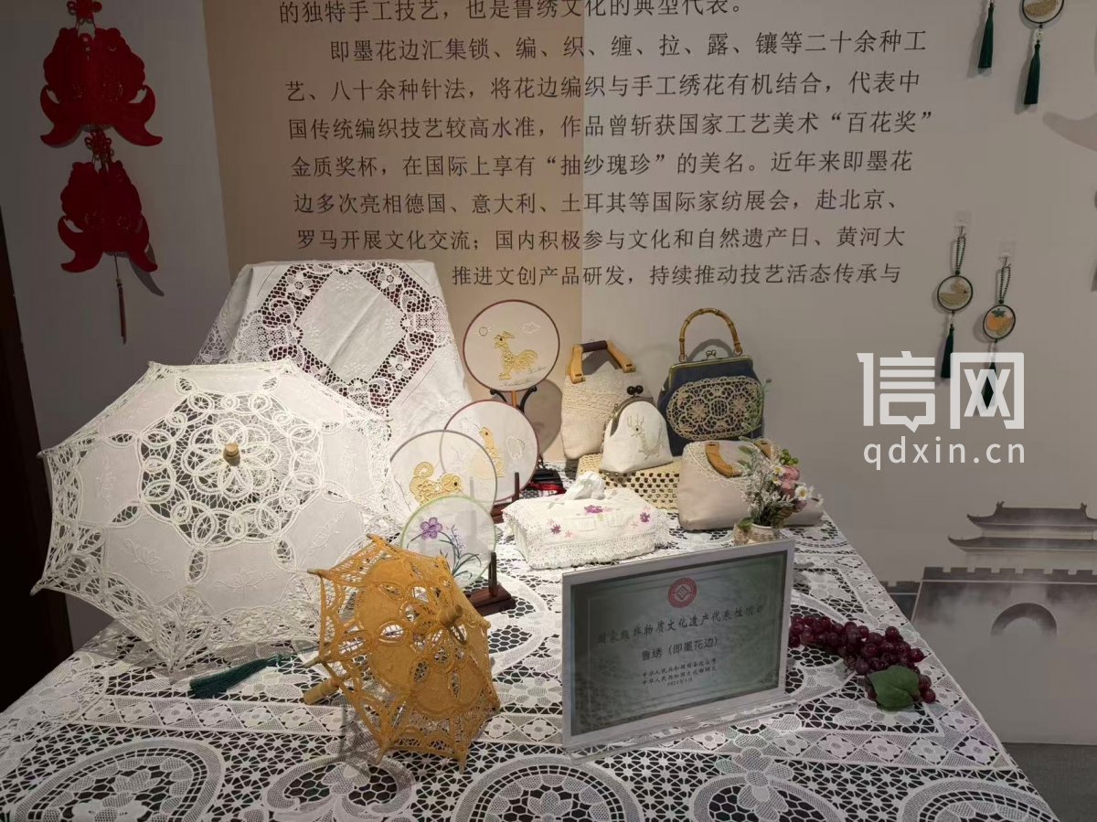 展出的非遗作品。(来源:青岛市文化和旅游局)
