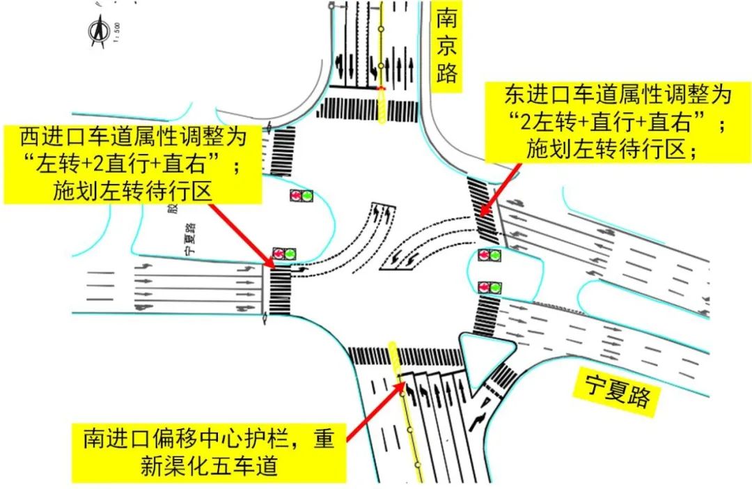 青岛宁夏路南京路口车流量变化 交通组织优化方案公示