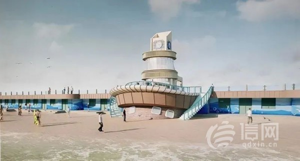 栈桥海水浴场钟表楼改造效果图。(来源：市南区城管局)