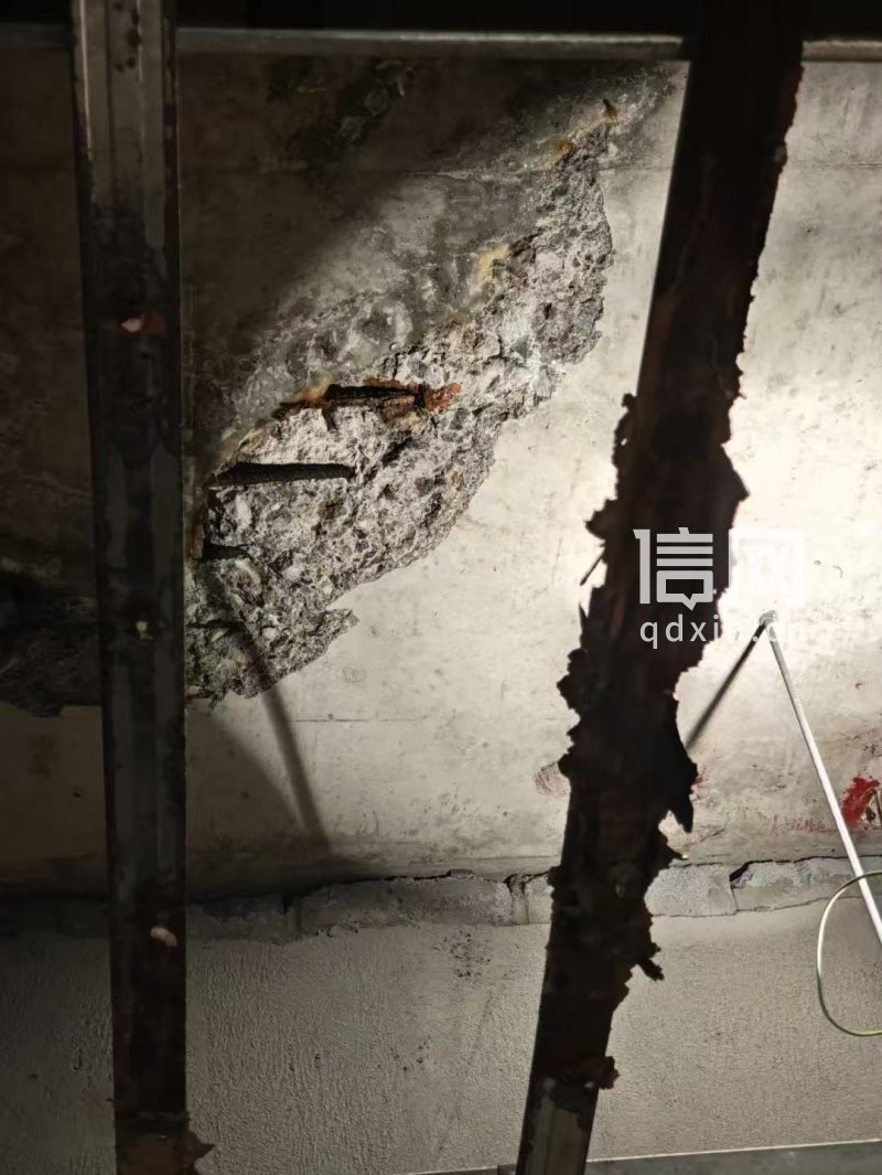 天花板内部仍持续滴水。（来源：受访者）