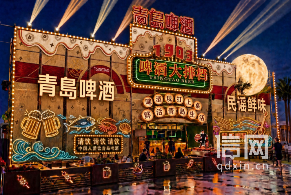 青岛啤酒大排档大篷。（来源：金沙滩啤酒城）