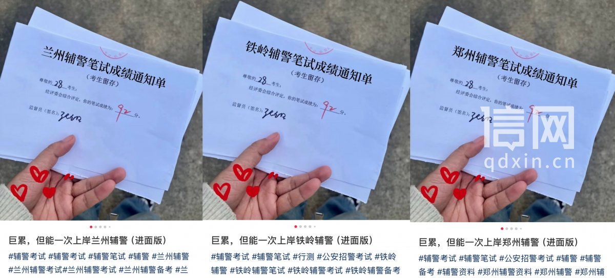 网上宣传的成绩通知单。（来源：受访者）
