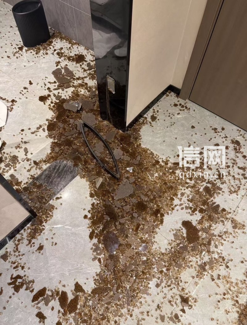 卫生间玻璃门碎裂。（来源：受访者）