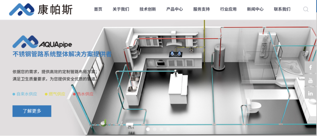 浙江康帕斯流体技术股份有限公司官网。（来源：网络截图）