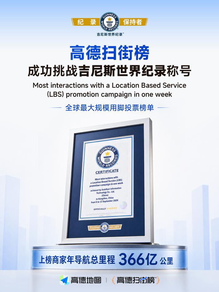 图：高德扫街榜创吉尼斯世界纪录