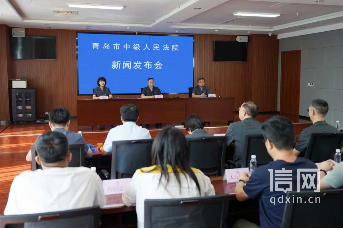 新闻发布会。（来源：青岛市中级人民法院）