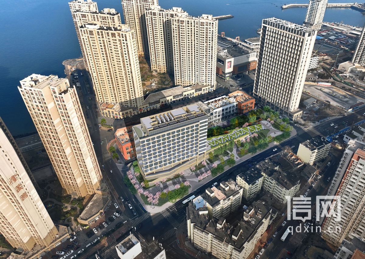 南侧鸟瞰实景融合效果图（来源：青岛市自然资源和规划局）